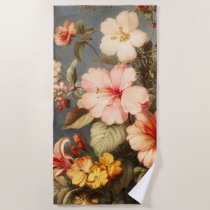 Toalla De Playa Arreglo Floral Vintage Vibrante
