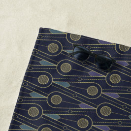 Toalla De Playa Art Deco pattern with geometric shapes in gold