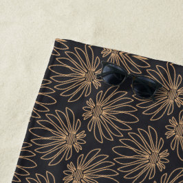 Toalla De Playa Art Deco pattern with gold floral motifs 