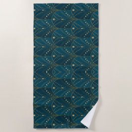 Toalla De Playa Art Deco pattern with gold geometric shapes