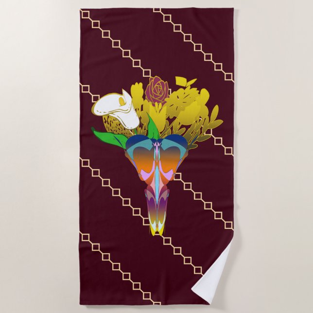 Toalla De Playa Art Deco Vase with Golden Flowers (Anverso)