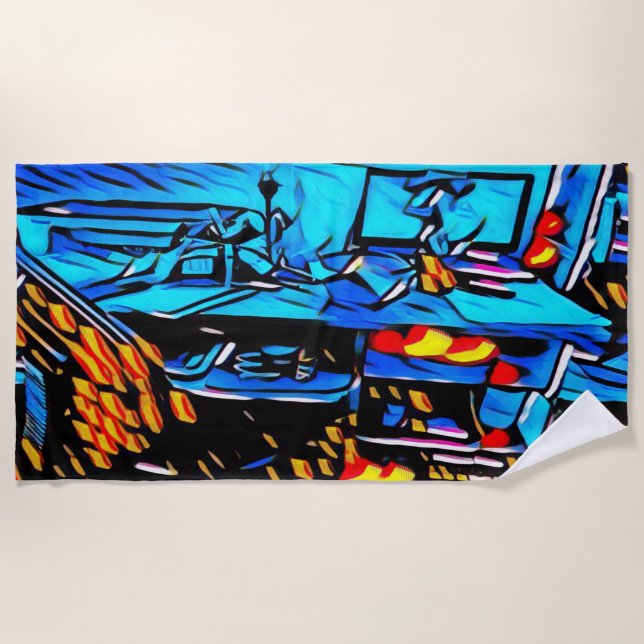 Toalla De Playa Art. del almuerzo del área de trabajo (Anverso)