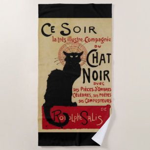 Toalla De Playa Art Nouveau vintage, chat Ce Soir Noir gato negro