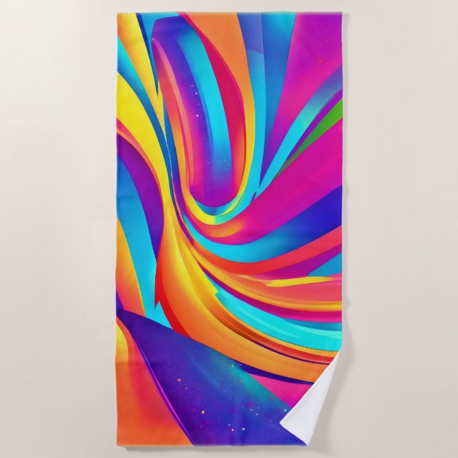 Toalla De Playa Arte abstracto de explosión caleidoscópica (Anverso)