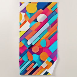 Toalla De Playa Arte abstracto geométrico vibrante