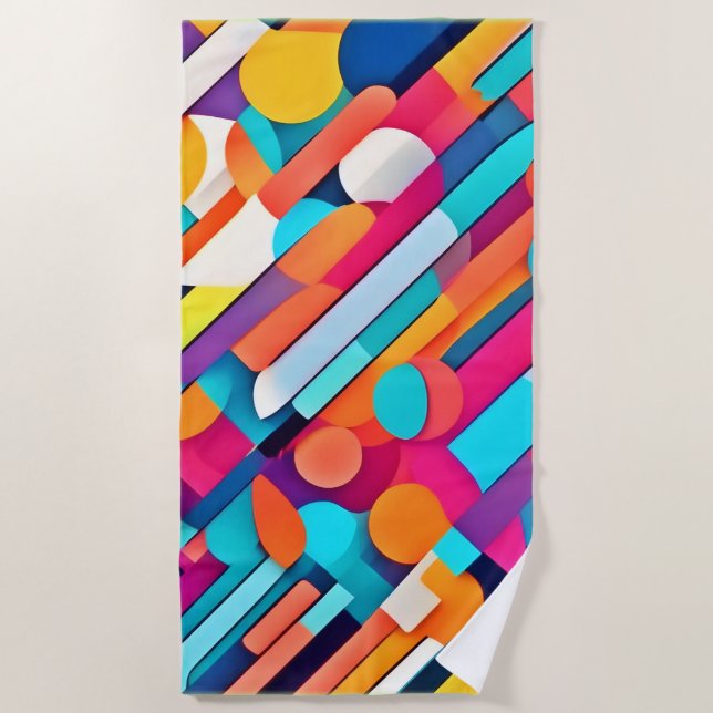 Toalla De Playa Arte abstracto geométrico vibrante (Anverso)