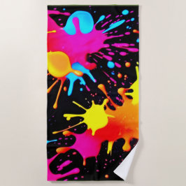 Toalla De Playa Arte abstracto neón vívido en movimiento