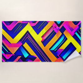 Toalla De Playa Arte abstracto vibrante: energía desatada