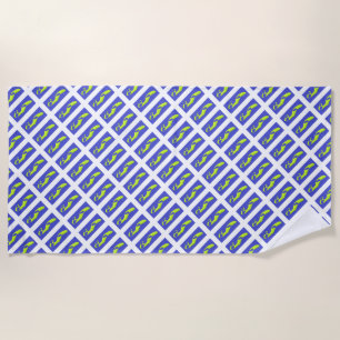 TOALLA DE PLAYA ARTE AZUL ROYAL Y PURPLE PATRONADO