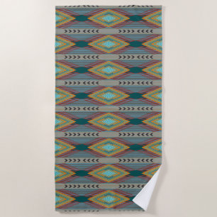 Toalla De Playa Arte con patrones del suroeste americano y colores