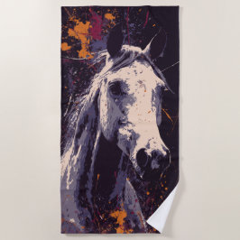 Toalla De Playa Arte de Caballo Blanco – Diseño Moderno de Salpica