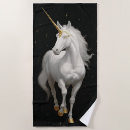 Toalla De Playa Arte de fantasía del cielo nocturno del unicornio 