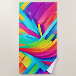 Toalla De Playa Arte de Formas Abstractas Vibrantes