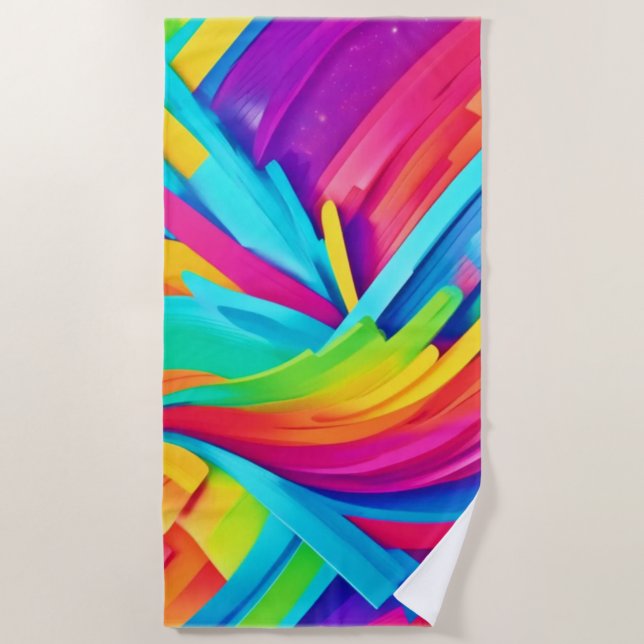 Toalla De Playa Arte de Formas Abstractas Vibrantes (Anverso)