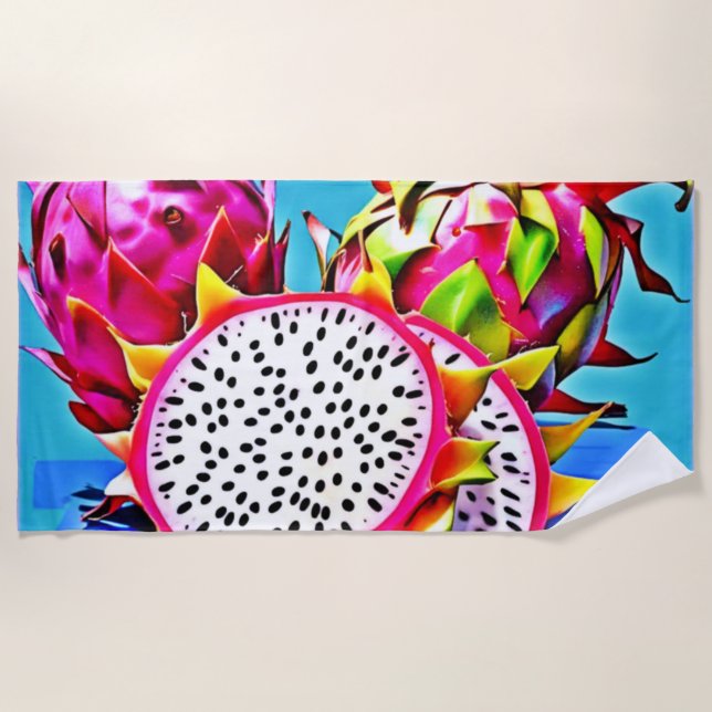 Toalla De Playa Arte de frutas de dragón exótico (Anverso)