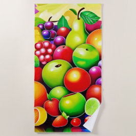 Toalla De Playa Arte de Mezcla de Frutas Vibrantes