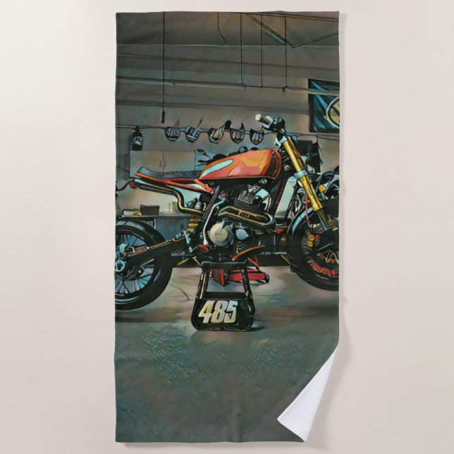Toalla De Playa arte de motocicleta vintage (Anverso)