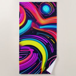 Toalla De Playa Arte de paisaje onírico de neón