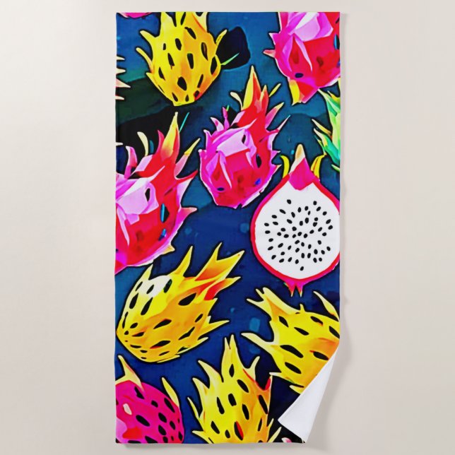 Toalla De Playa Arte de patrón de fruta dragón (Anverso)