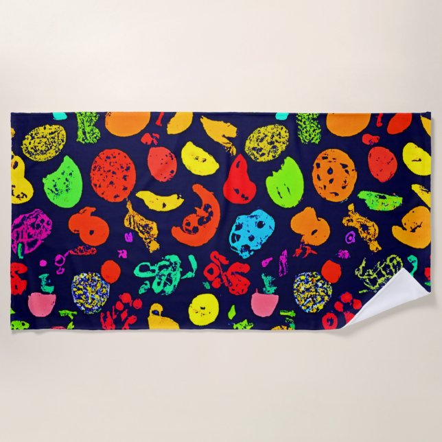 Toalla De Playa Arte de patrón de neón colorido (Anverso)
