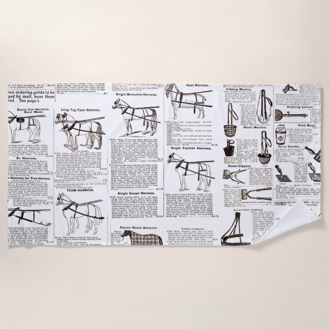 Toalla De Playa Arte de periódicos de publicidad de antigüedades d (Anverso)