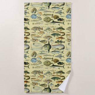 Toalla De Playa Arte de pesca científica de peces de época