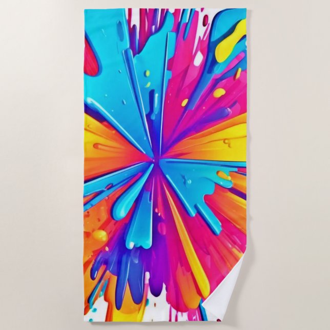 Toalla De Playa Arte de ráfaga de color radial (Anverso)