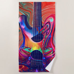 Toalla De Playa Arte de Semi Guitars de Acústica Eléctrica Psicodé