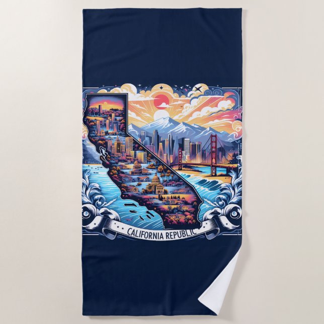 Toalla De Playa Arte de vectores de mapas de California (Anverso)