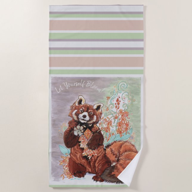 Toalla De Playa Arte De Vibes Cristalinas De Panada Roja (Anverso)