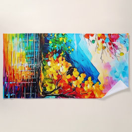 Toalla De Playa Arte del lago Arcoiris Otumn