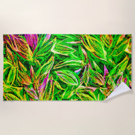 Toalla De Playa Arte en el jardín de hojas texturizadas