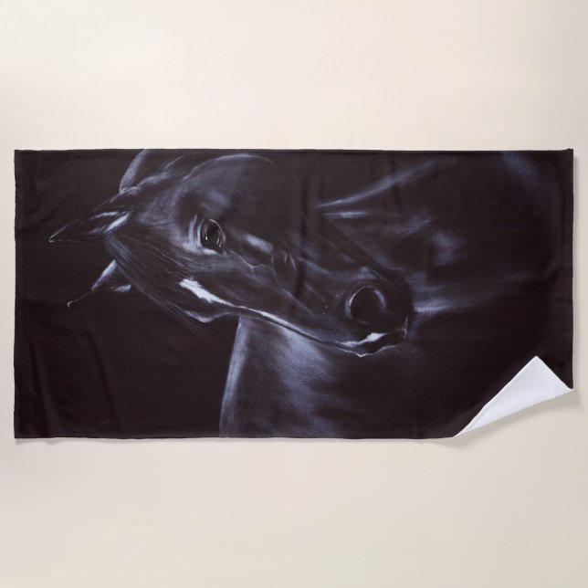 Toalla De Playa Arte equino pintado a mano (Anverso)