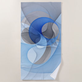 Toalla De Playa Arte gráfico fractal abstracto azul gris moderno
