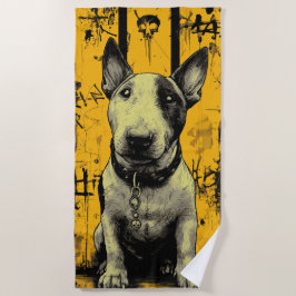 Toalla De Playa Arte Grunge de Cráneo de Bull Terrier
