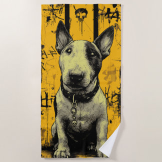 Toalla De Playa Arte Grunge de Cráneo de Bull Terrier