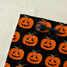 Toalla De Playa Arte Ilustrativo de Jack O Lantern Feliz Halloween