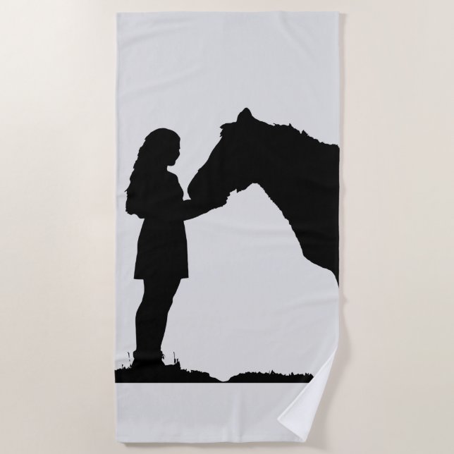 Toalla De Playa Arte inspirador de silhouette y Chica (Anverso)