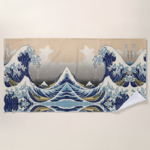 Toalla De Playa arte japonés vintage paisaje oceánico gran ola
