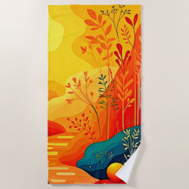 Toalla De Playa Arte paisajístico otoñal