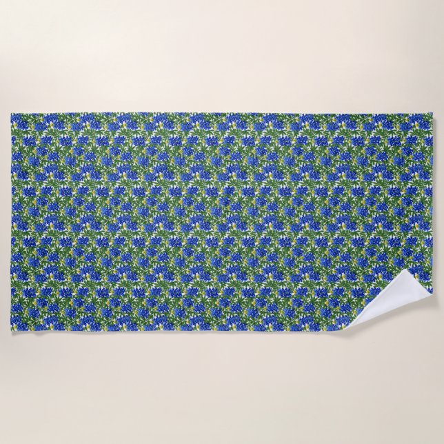 Toalla De Playa Arte Pintado Bluebonnets (Anverso)