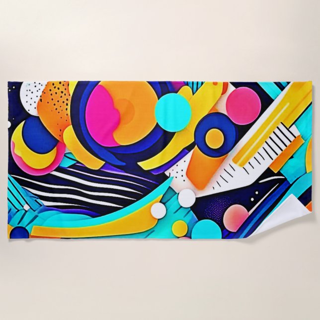 Toalla De Playa Arte Pop Abstract Vibrante (Anverso)