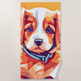 Toalla De Playa Arte pop de cachorro curado