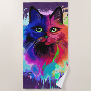 Toalla De Playa Arte pop psicodélico para gatos