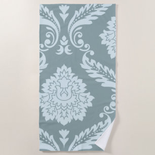 Toalla De Playa Arte Rococó Damask I Azul Huevo de Pato+Verde Teal