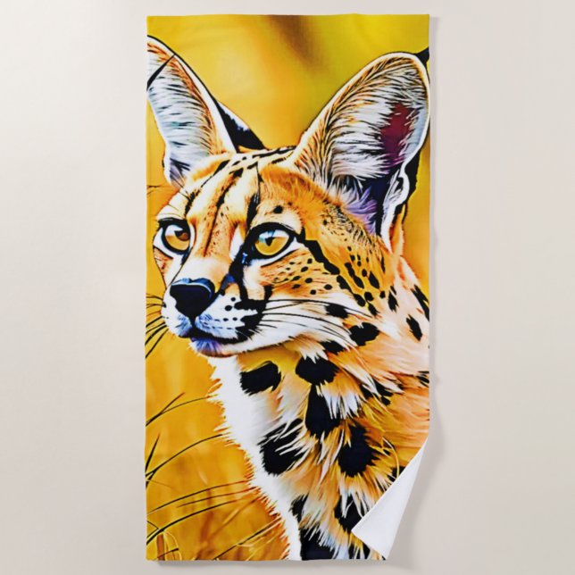 Toalla De Playa Arte serval africano (Anverso)