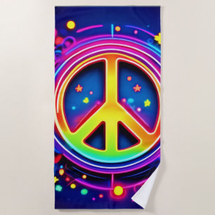 Toalla De Playa Arte símbolo de la paz neonesa