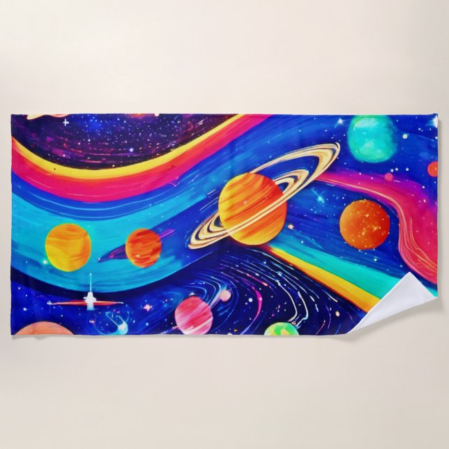 Toalla De Playa Arte Universo vibrante (Anverso)