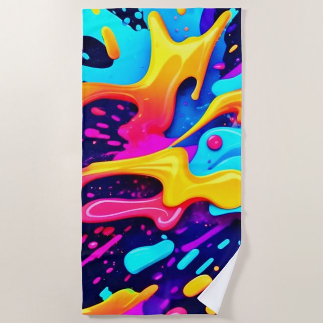 Toalla De Playa Arte vibrante de caos de color (Anverso)