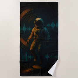 Toalla De Playa Astronauta flotando en arte de sonido Glitchwave
